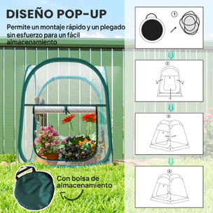 Mini Invernadero Plegable Pop-up, Invernadero Exterior Transparente con Puerta Enrollable y Cubierta de Plástico, Contraviento, para Cultivar Plantas, Flores, 70x70x80 cm, Transparente