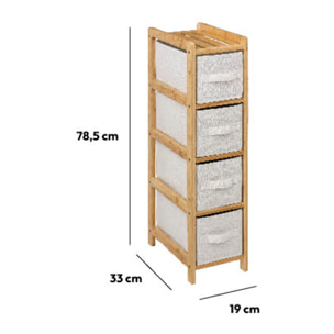 Étagère fine avec 4 paniers "Tidy box" en bambou