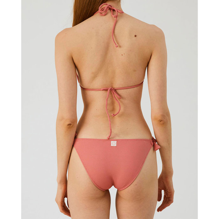 Top de bikini triangular de cortina en tejido piqué
