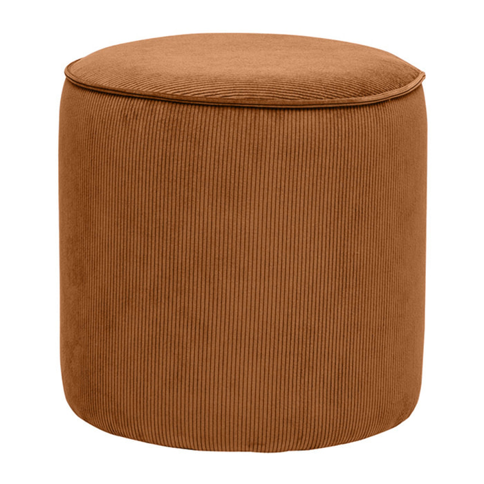 Pouf rond en velours côtelé terre brûlée D40 cm PAUL