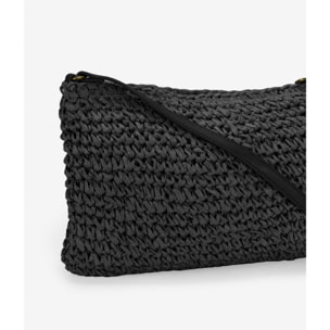 Bolso bandolera de rafia negro