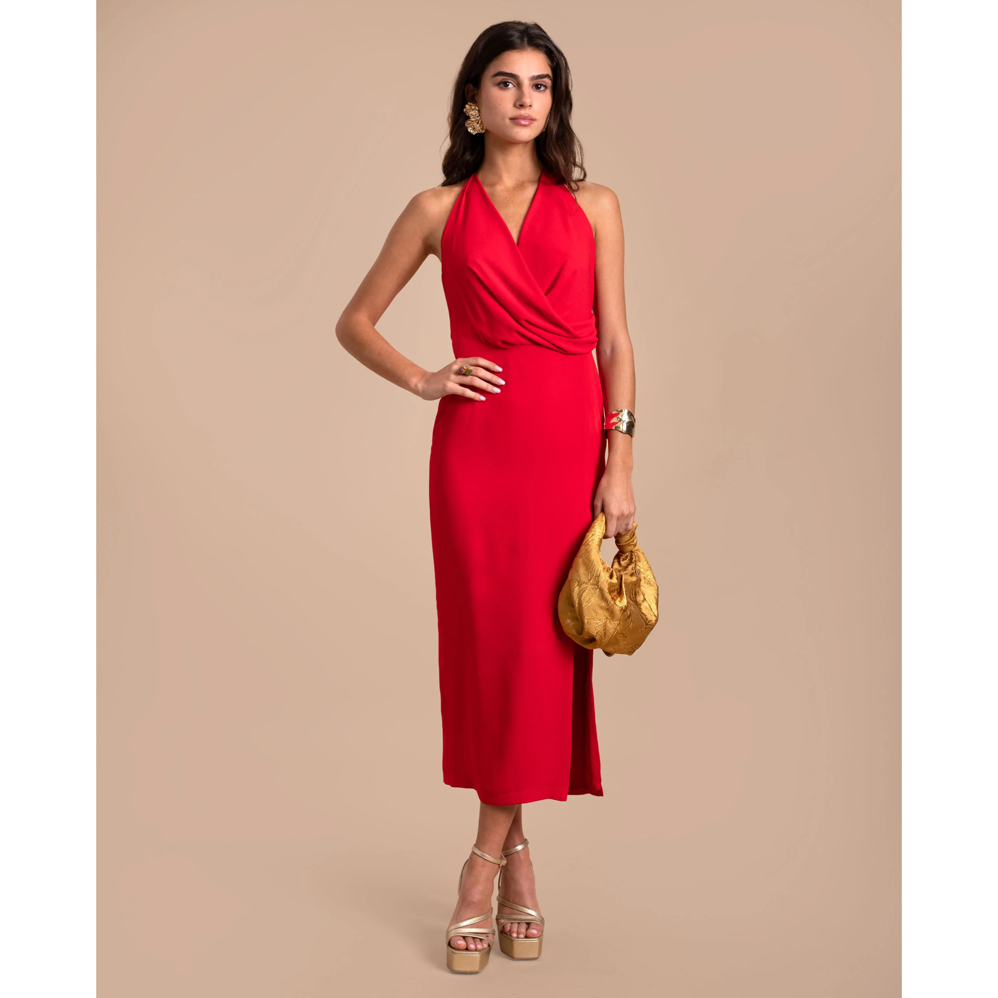 Vestido midi con espalda abierta