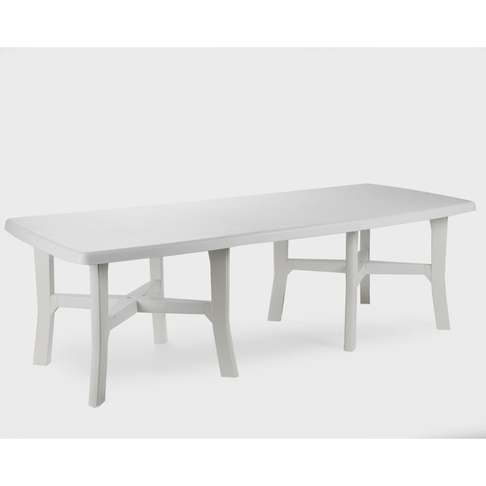 Tavolo da esterno Messina, Tavolo allungabile da pranzo, Tavolo rettangolare da giardino multiuso, 100% Made in Italy, Cm 160x90h72, Bianco