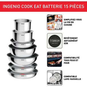 Batterie de cuisine TEFAL Ingenio Cook Eat 15 pcs L881SF04