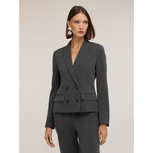 Motivi - Blazer doppiopetto con fantasia gessata - Grigio