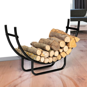 Range bûches arche noir en acier