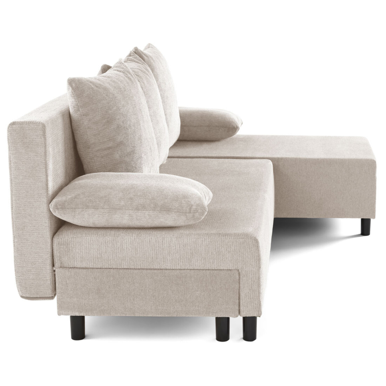 Gloria - canapé d'angle réversible 4 places convertible avec coffre en tissu texturé - Beige