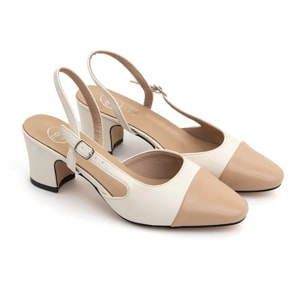 Decolleté old-style bicolore - KHAKI