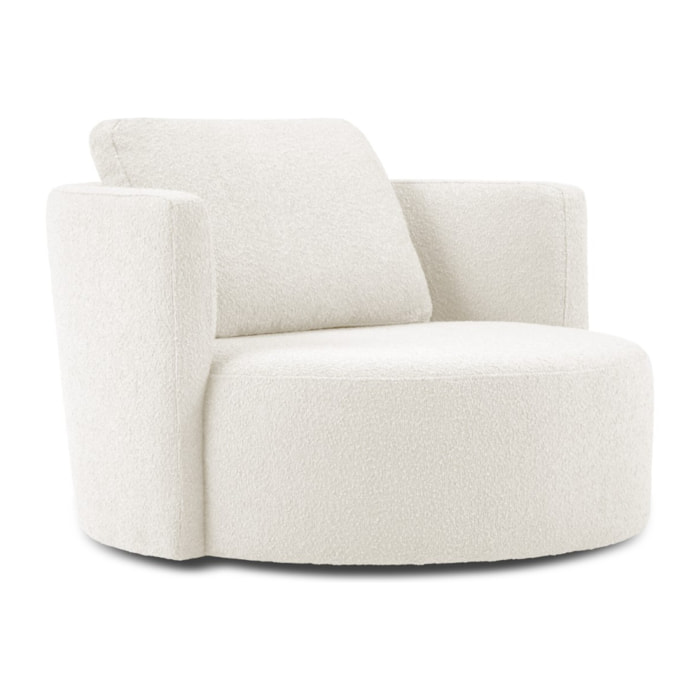 Fauteuil pivotant "Adam" en bouclé blanc