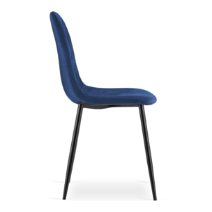 Sedia Asti in velluto blu notte con gambe in metallo