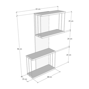 Mensola Dpaliott, Scaffale, Ripiano a muro, Scaffalatura multiuso, 65x19h96 cm, Bianco e Antracite