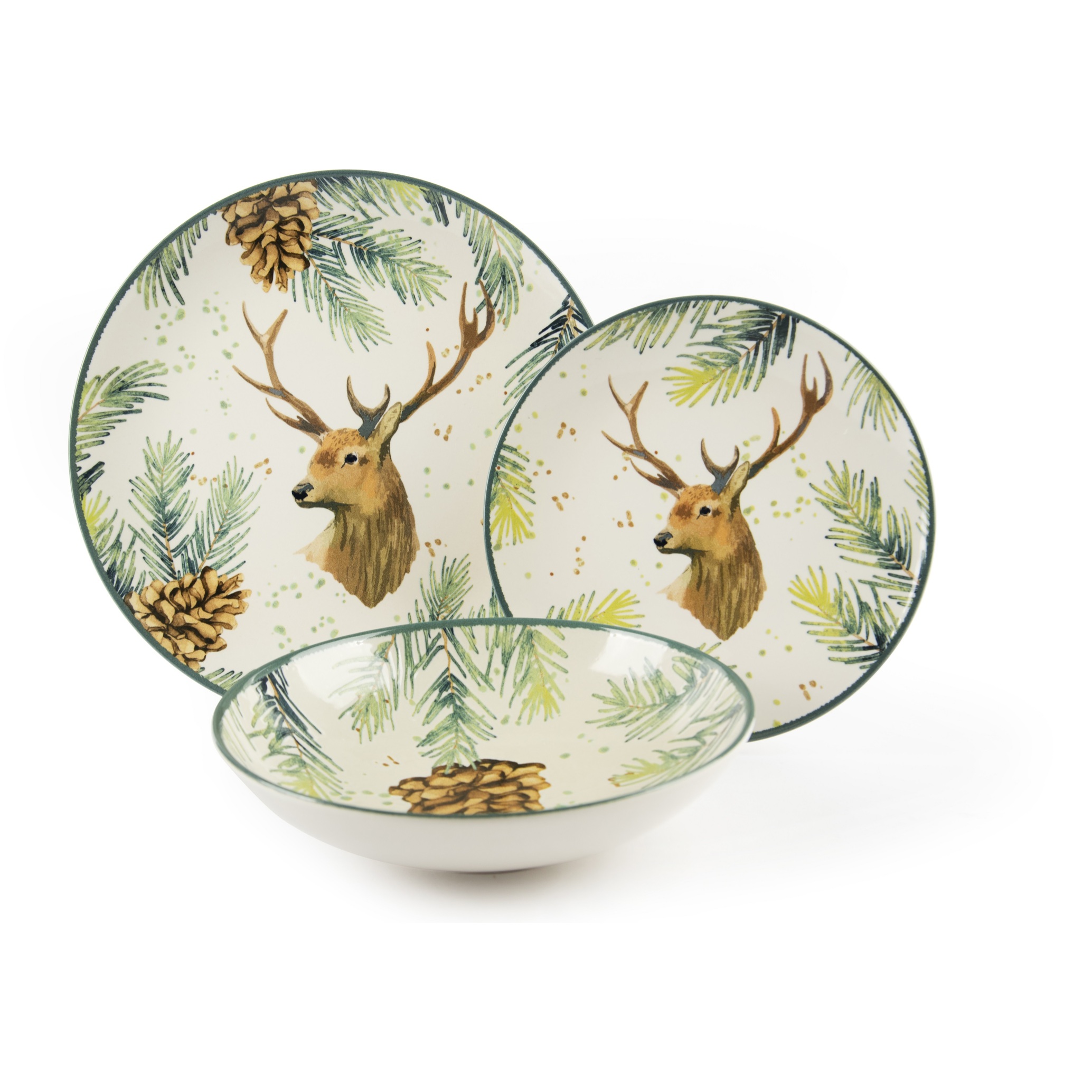 Servizio piatti 12 pezzi Excelsa Nordic Deer, ceramica multicolore