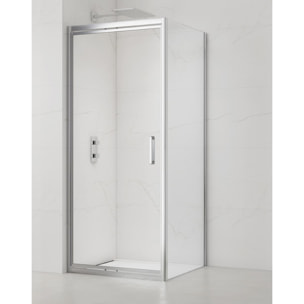 TEX-C ensemble porte compact/paroi 90x80cm anticalcaire avec profilés chrome brillant (SATTEXC90S80)