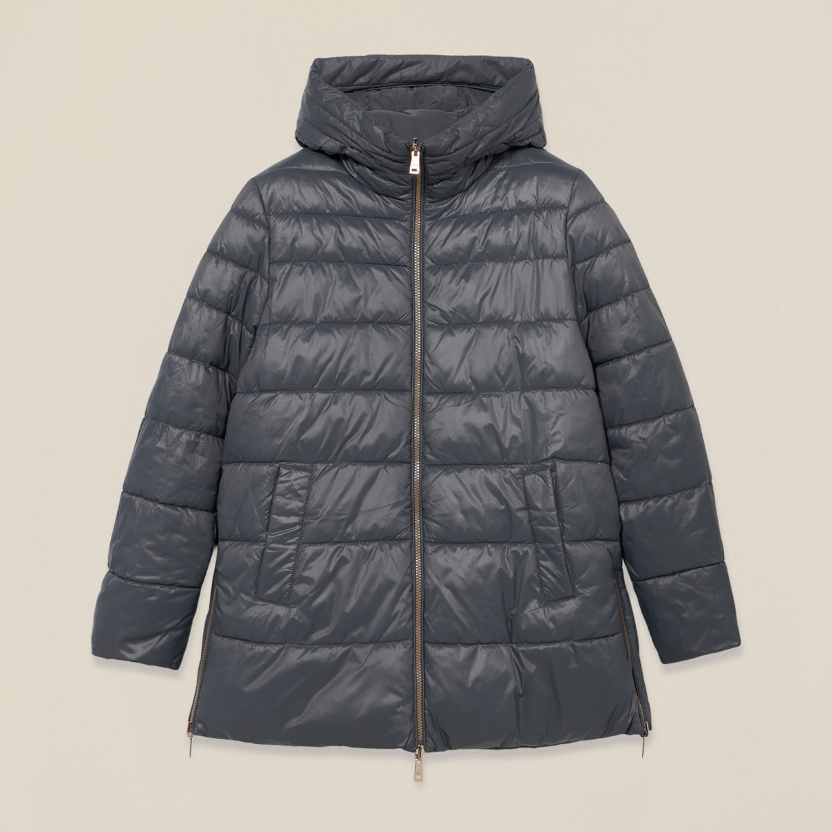 Oltre - Plumífero midi con capucha - Gris