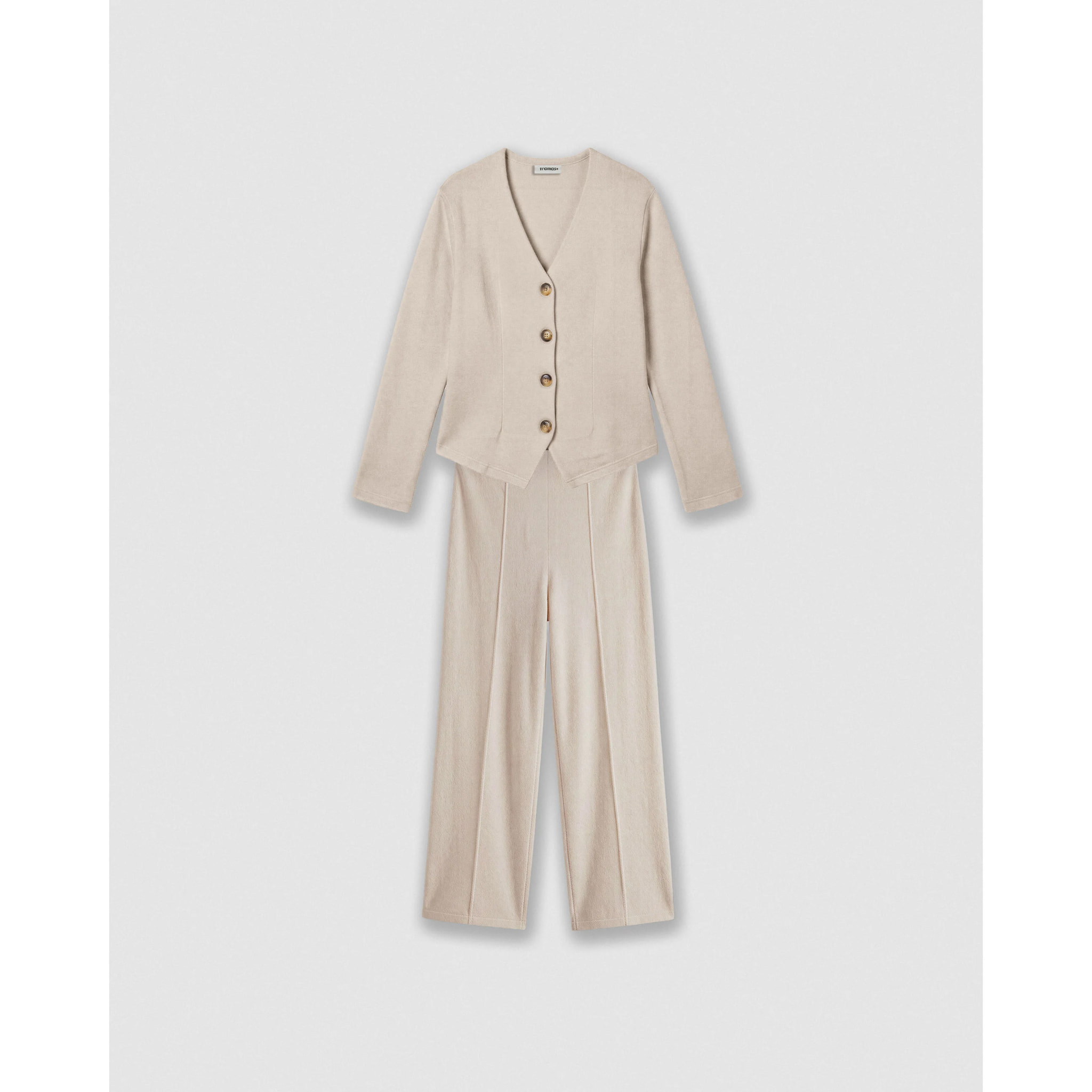Set chaqueta pantalón angorina beige