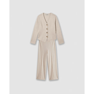 Set chaqueta pantalón angorina beige