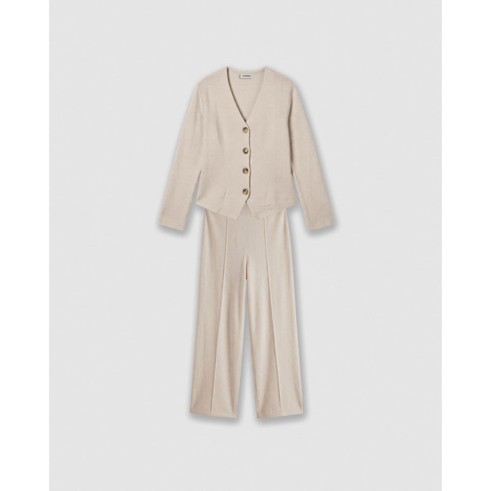 Set chaqueta pantalón angorina beige