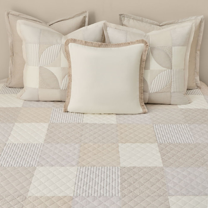 Colcha de algodón acolchada patchwork Gropatcol color gris piedra 100% Algodón