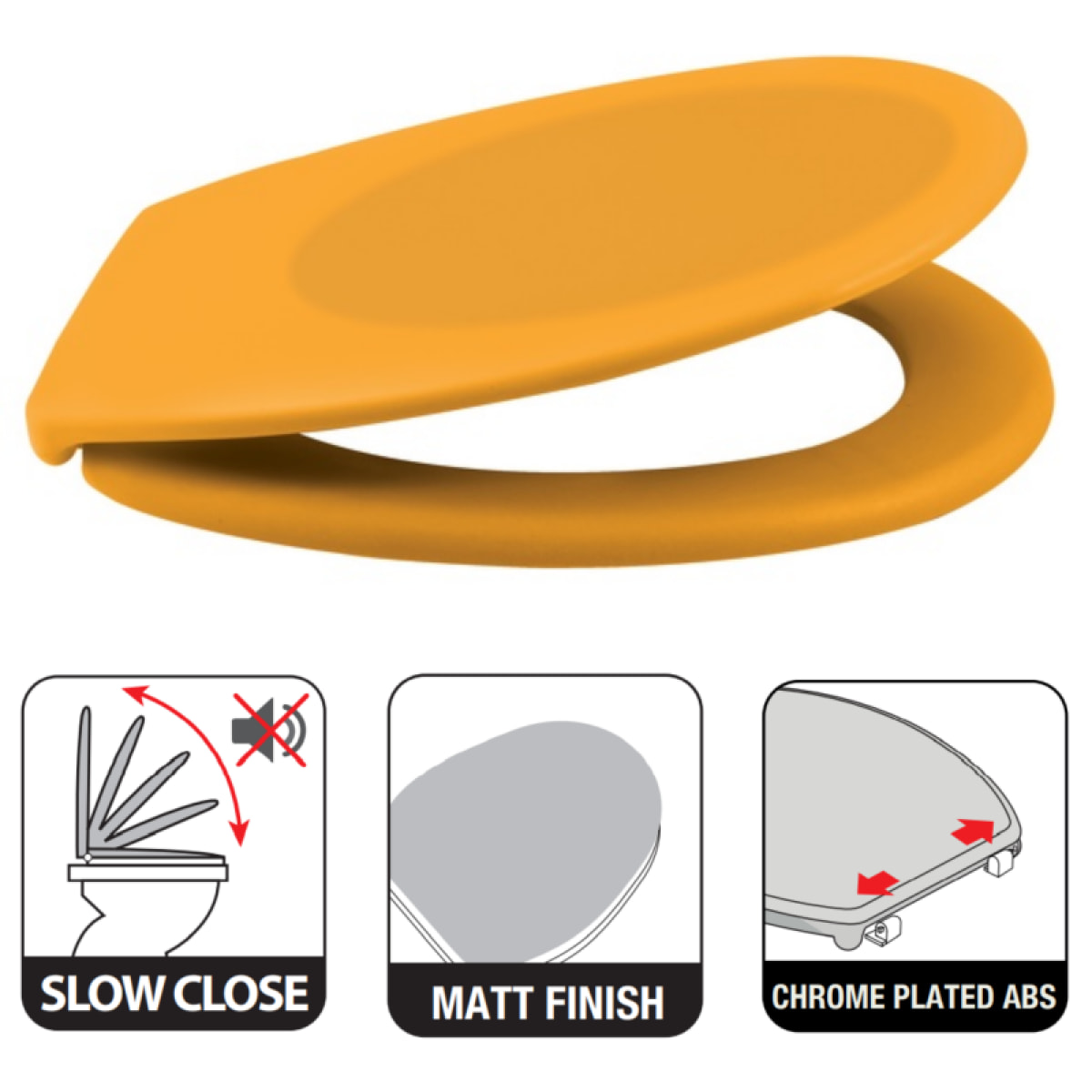 Abattant wc Thermo dur avec frein de chute NEELA Safran mat - Charnières ABS Chromé Spirella