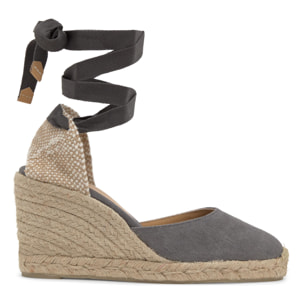 Alpargata de cuña Carina en algodón orgánico lavado con cierre de cintas