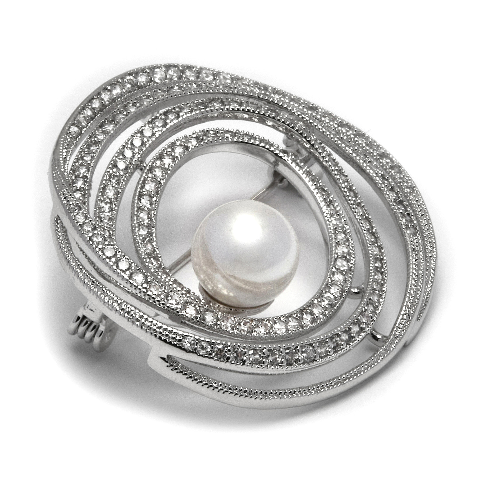 Broche con Circonita Brillante acabado plata