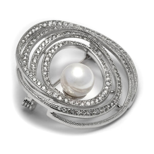 Broche con Circonita Brillante acabado plata