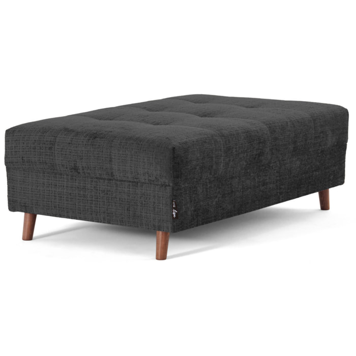 Rune - pouf en velours texturé - Gris Anthracite