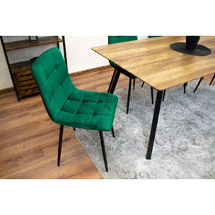 Sedia Kara in velluto verde scuro con gambe in metallo nero