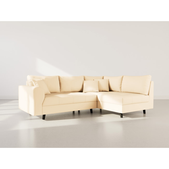 Rune - canapé d'angle droit 4 places en simili - Beige