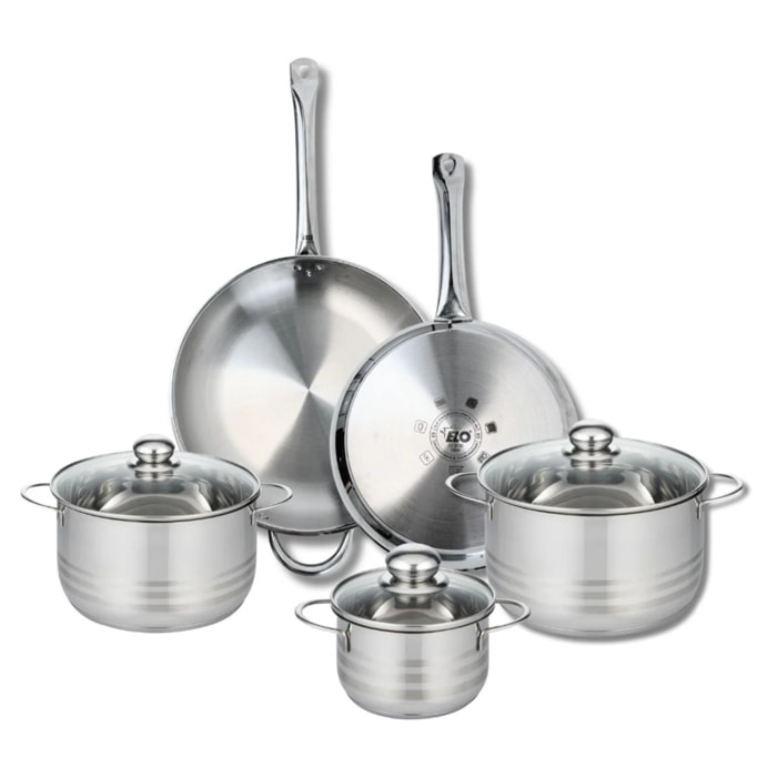 Ensemble de 2 Poêles de cuisson 28 et 32 cm et 3 faitouts 16, 20 et 24 cm Elo Profi Brillant