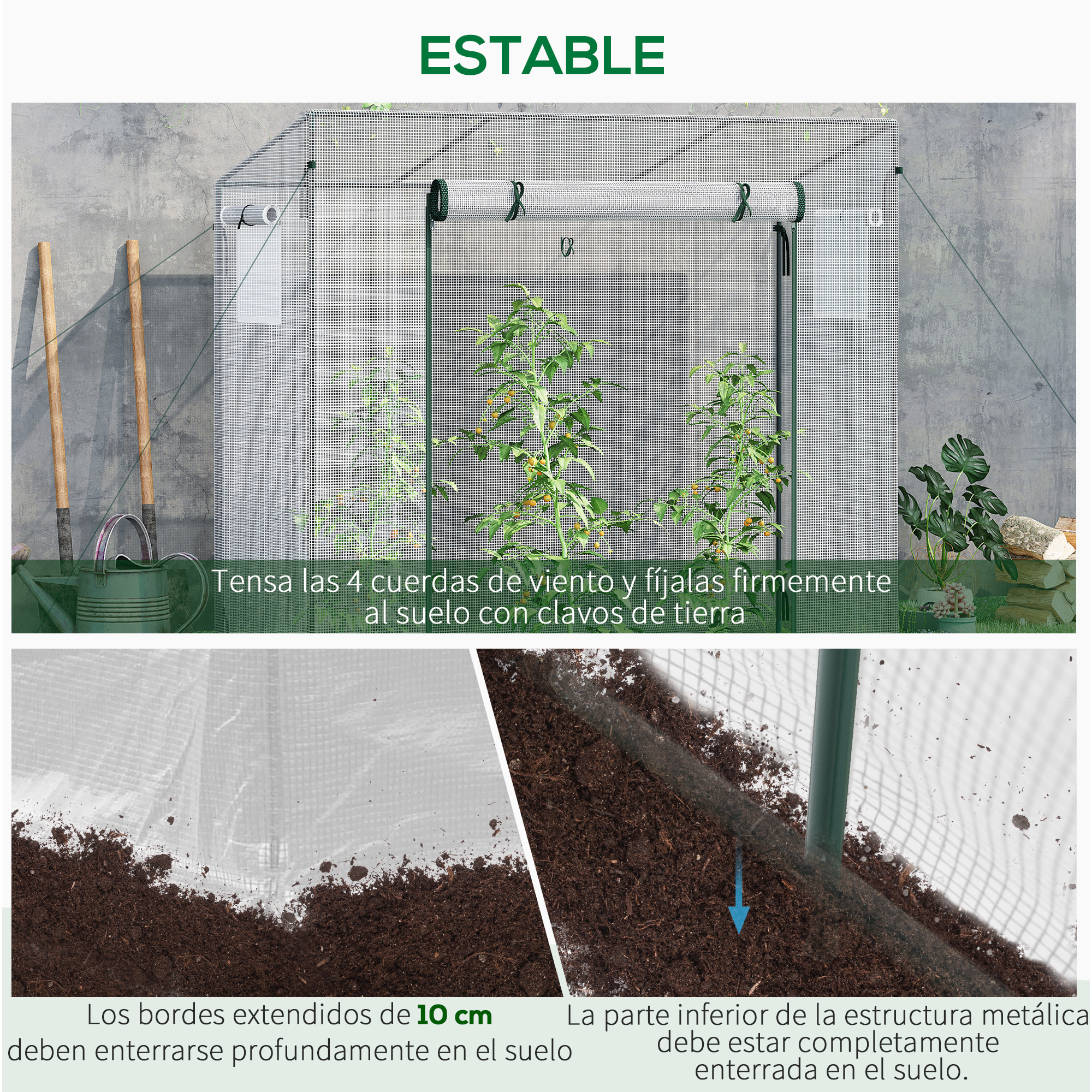 Invernadero Pequeño Invernadero de Exterior con Ventanas y Marco de Acero Invernadero para Cultivar Tomates Plantas Flores 200x76x168 cm Blanco