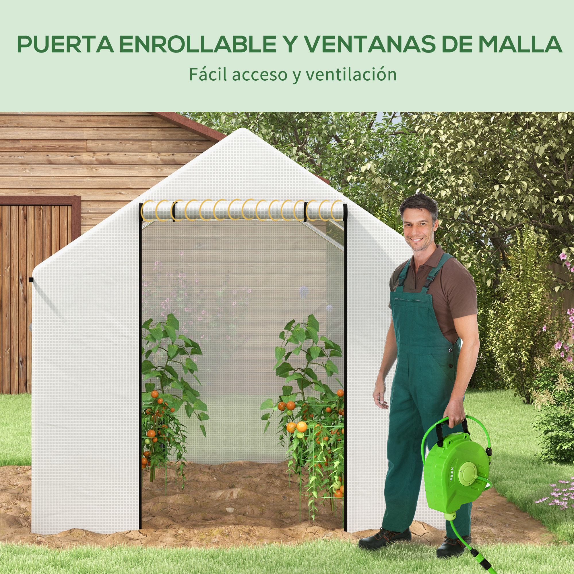 Invernadero de Exterior 2x3x2 m Invernadero de Túnel con 4 Ventanas de Malla y Puerta con Cremallera Invernadero de Huerto Anti-UV para Patio Jardín Blanco