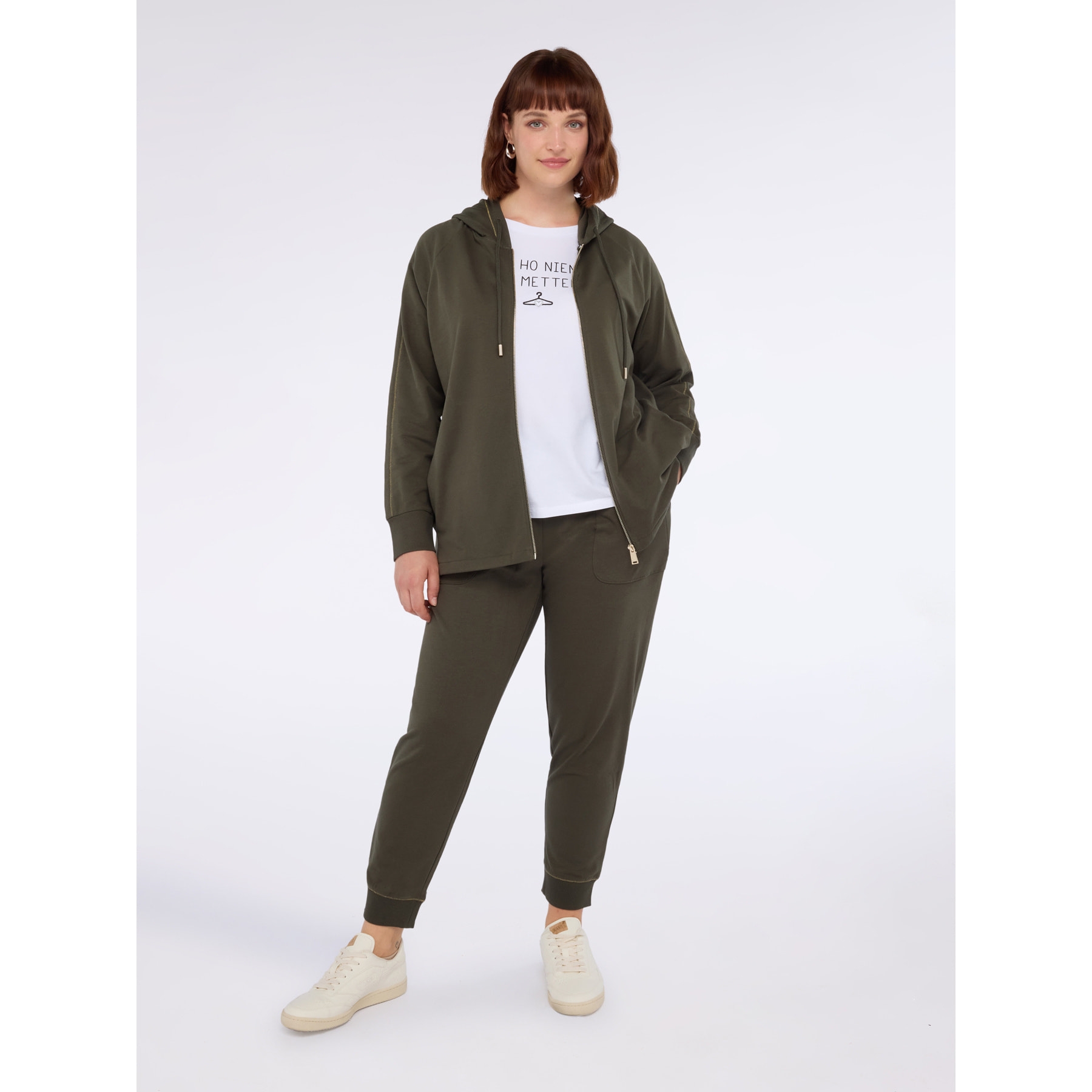 Fiorella Rubino - Joggers in felpa di cotone con coulisse - Verde militare