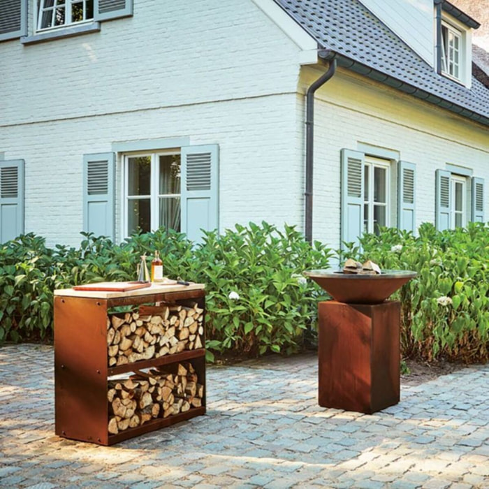 Ustensile barbecue OFYR bois Corten 100