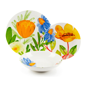 Service de table 18 pièces Excelsa – Blooming, Porcelaine Multicolore