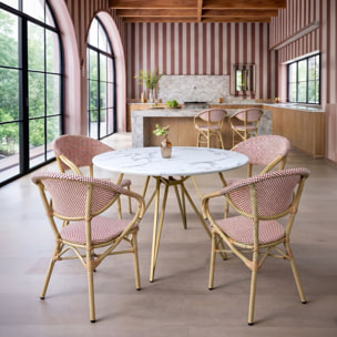 Lot de 2 fauteuils de table en aluminium et effet rotin rouge AMALFI