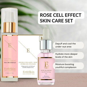 SERUM EFECTO CÉLULA EGF + Aceite facial con brillo de flor de rosa + Almohadillas dobles de colágeno para ojos