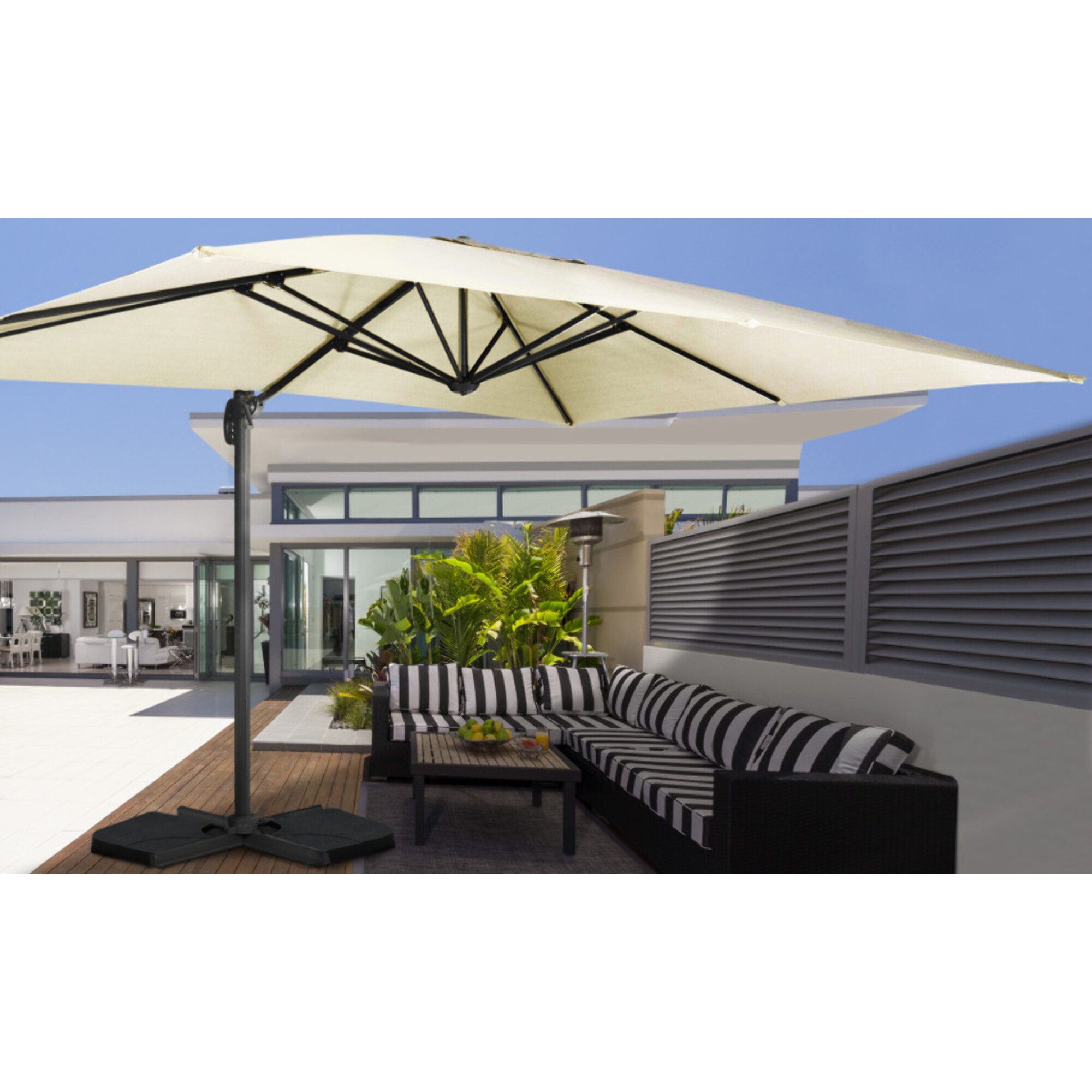 Parasol Sombra 360° rectangle avec housse de protection - Crème