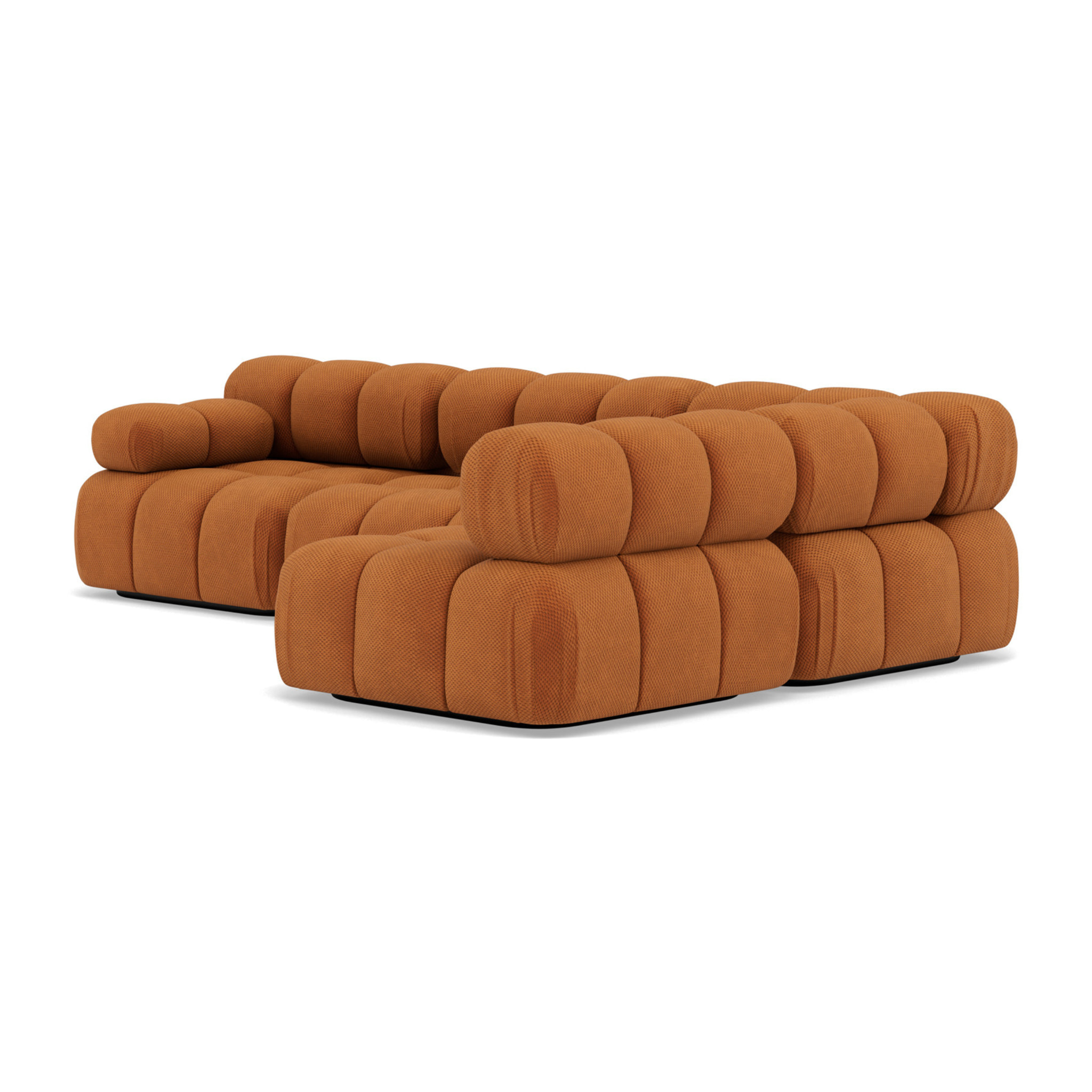 Ruby - canapé modulable d'angle droit 5 places en velours texturé - Terracotta