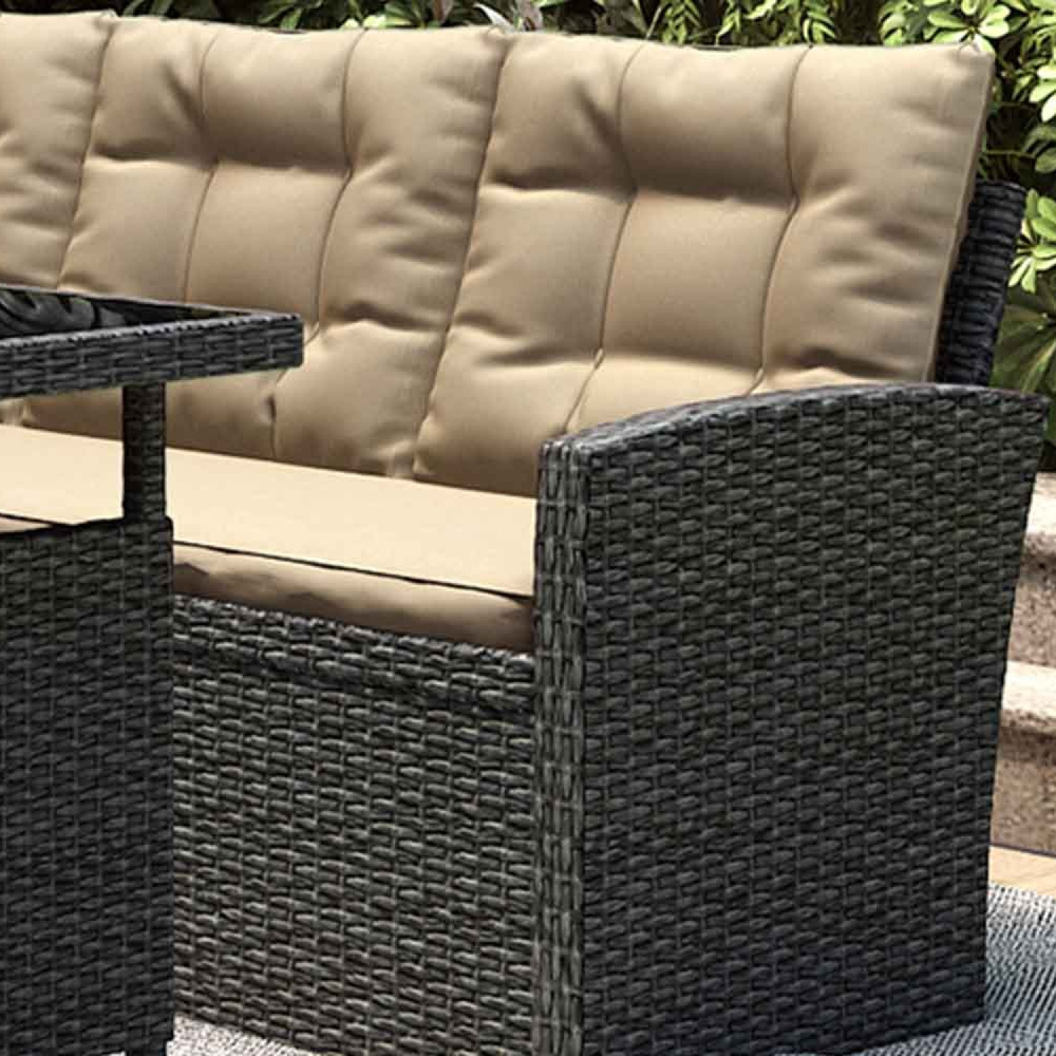 Salon de jardin 8 places résine gris foncé et beige OSCAR