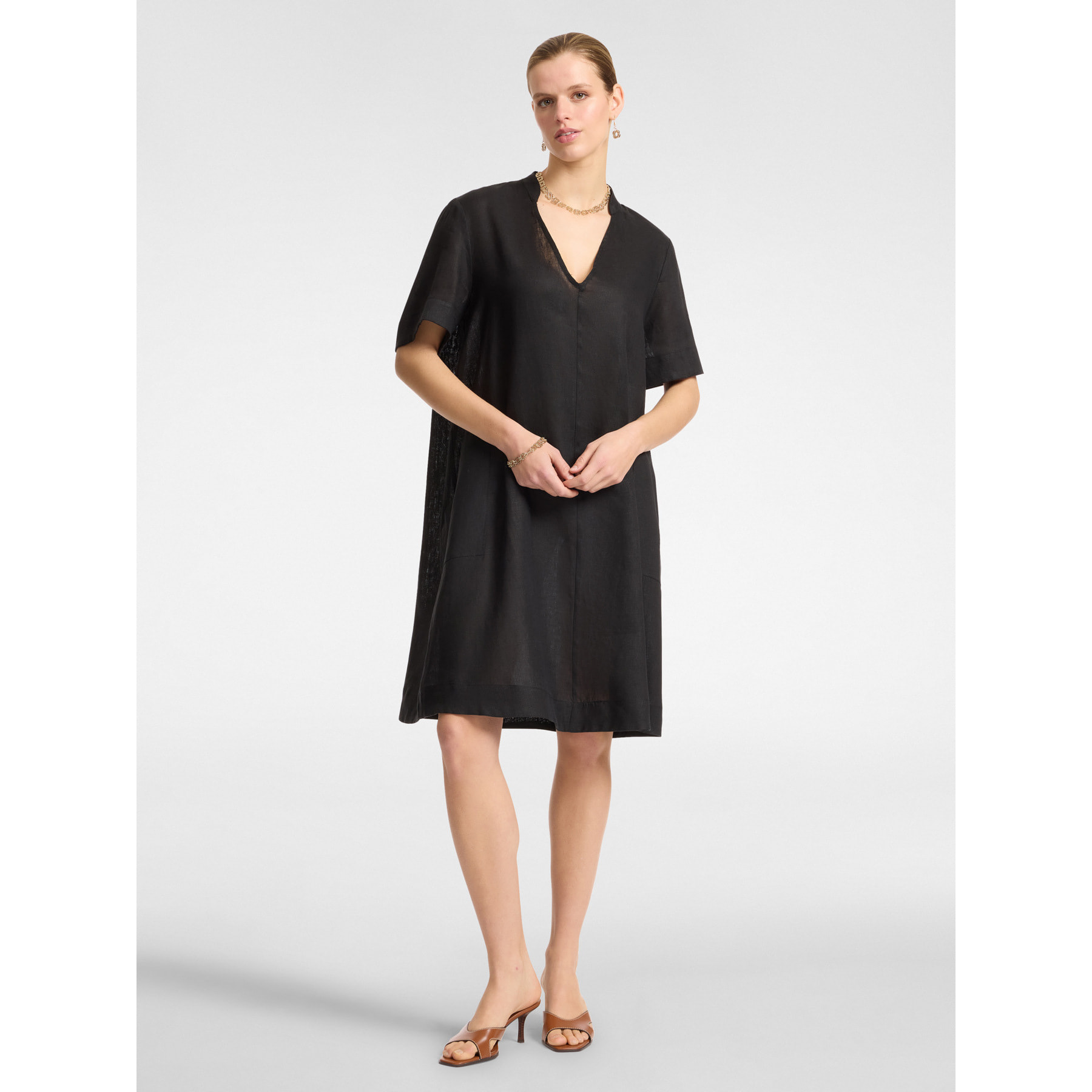 Elena Mirò - vestido de lino - Negro