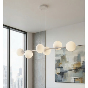 Lampada a sospensione Magnus in acciaio grigio e vetro