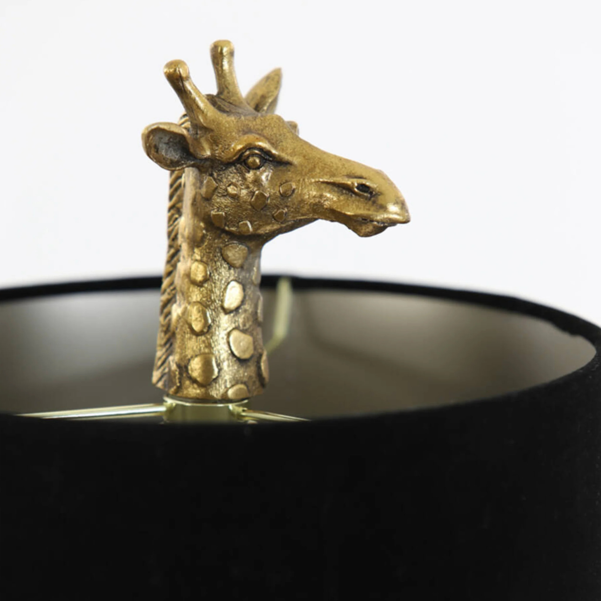 Lampe à poser en plastique bronze et velours noir - Girafe