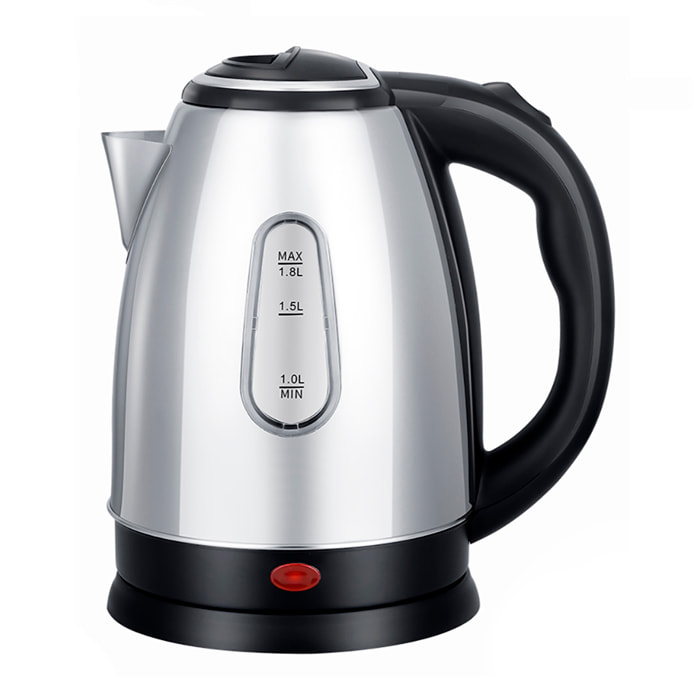 Hervidor de acero inoxidable con 1500W y 1,8L de capacidad.