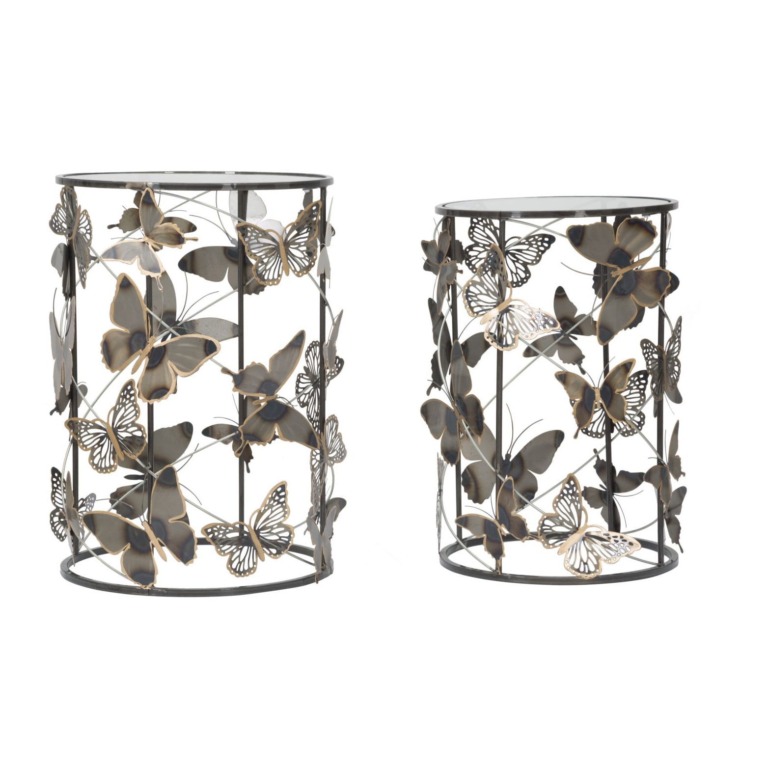 TAVOLINETTI FARFALLE COPPIA CM 41,3X55-35X50,3