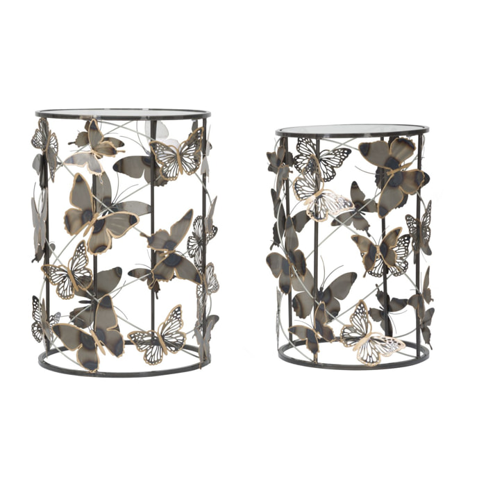 TAVOLINETTI FARFALLE COPPIA CM 41,3X55-35X50,3