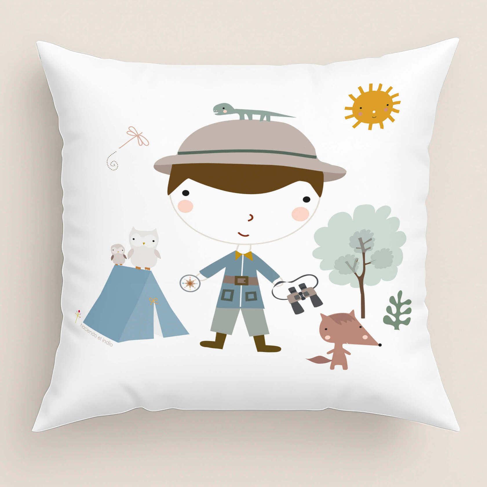 Funda de Cojín Estampado - Con Cremallera - Sin relleno - 100% Algodón - Aventura Bosque