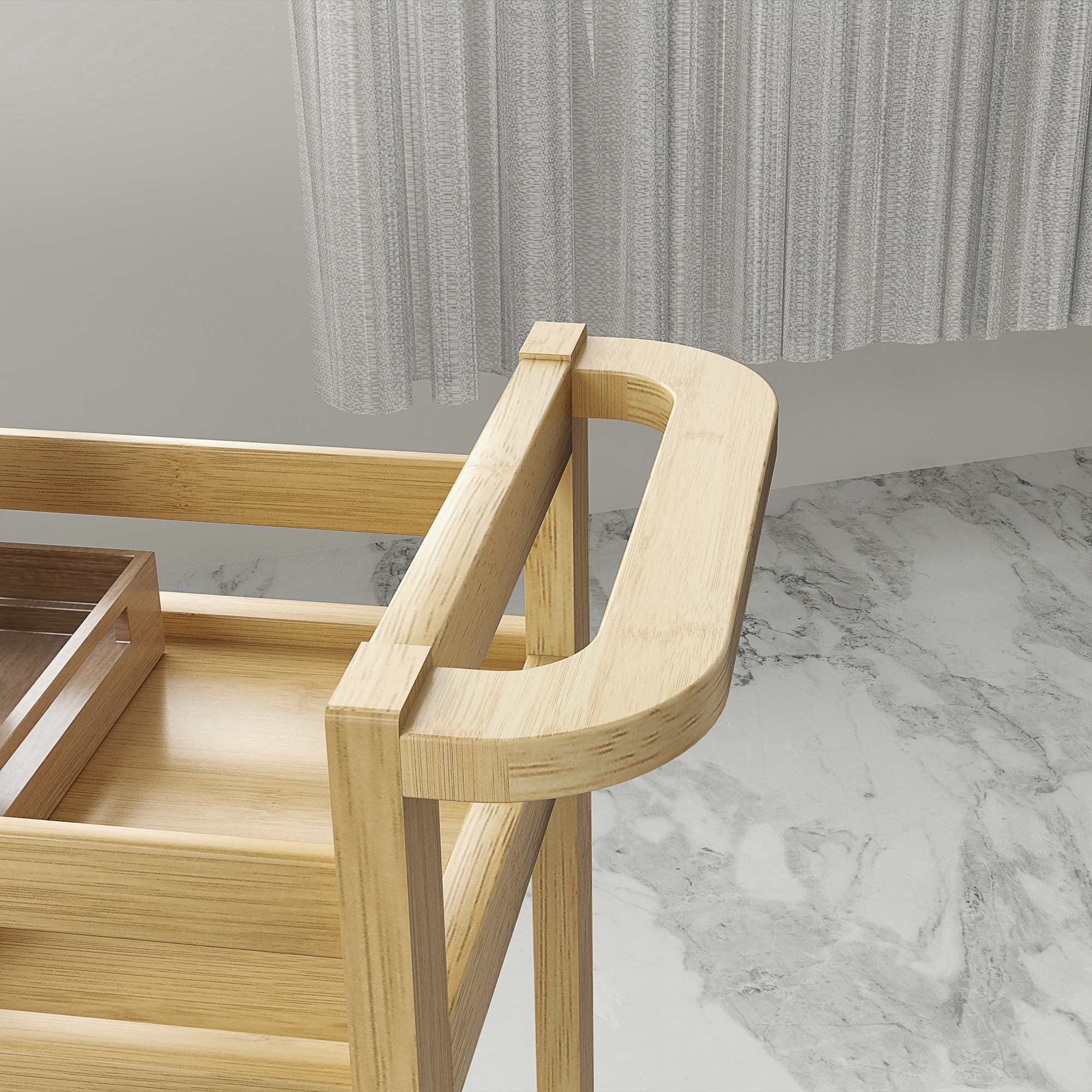 Estantería de Baño de Bambú de 3 Niveles Carrito Auxiliar de Almacenaje con Ruedas para Salón Cocina 55x20x75 cm Natural