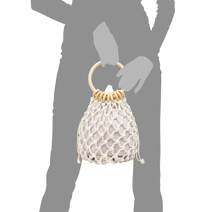 Zignago borsa a mano in cotone e manici in legno.