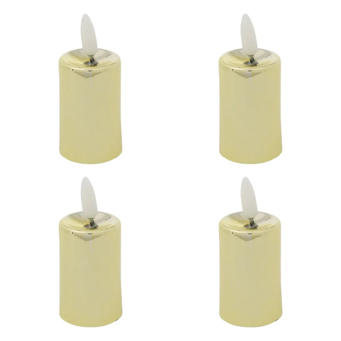 Lot de 4 bougies LED votives métal doré